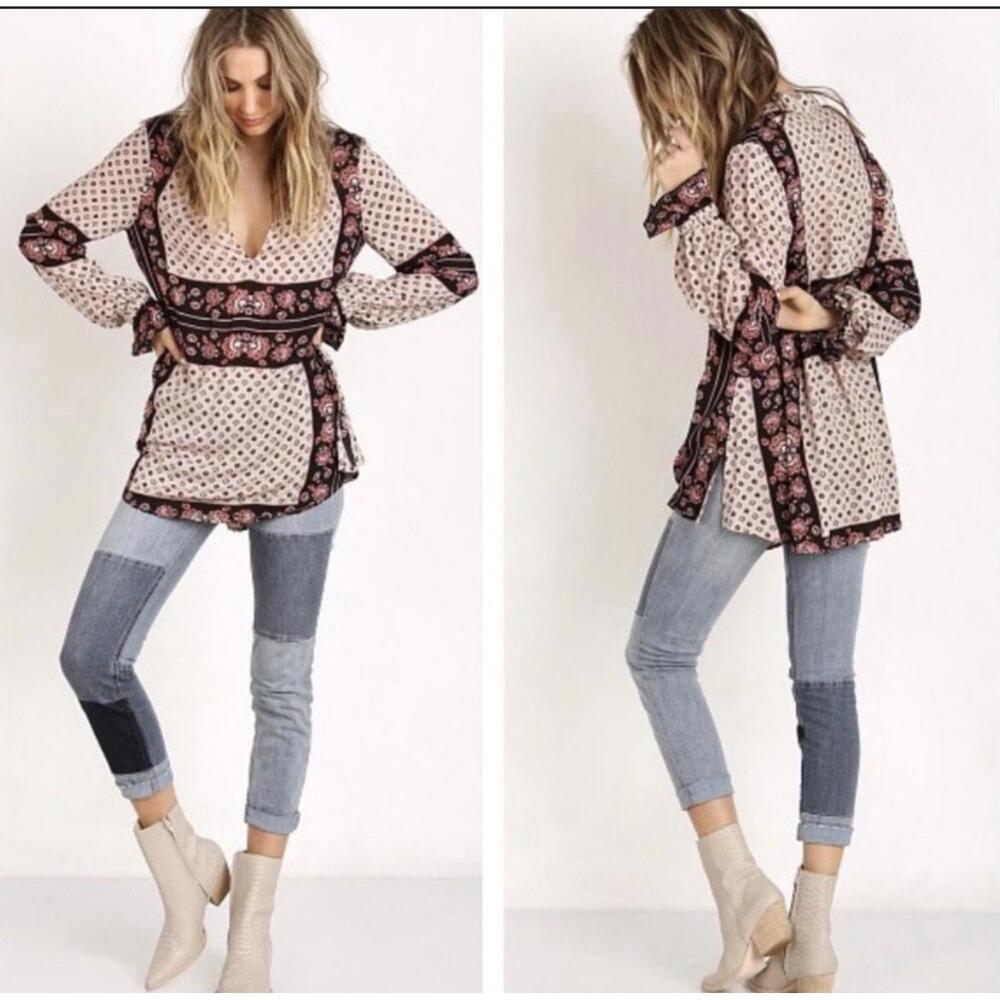 Free People Changing Times long sleeve boho tunic top s - Picture 2 of 9